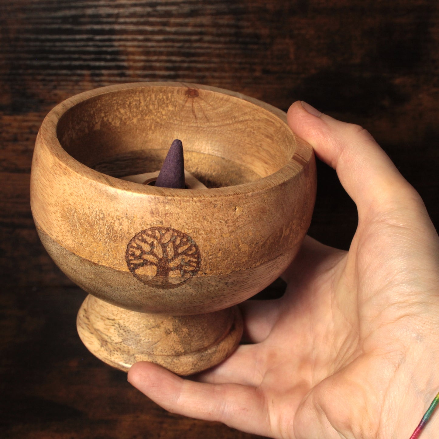 Kit de Cuenco de Madera con 10 Inciensos Artesanales en Cono