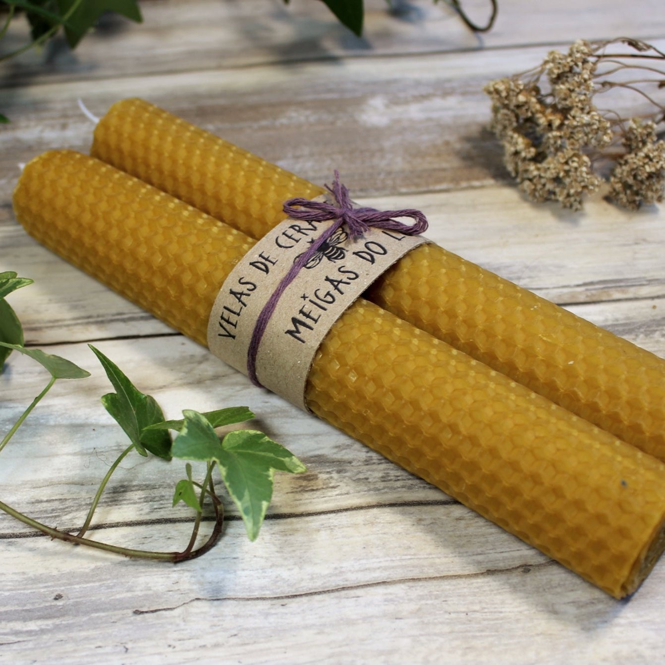 Velas de Miel Largas. 20cm Cera de Abejas Natural