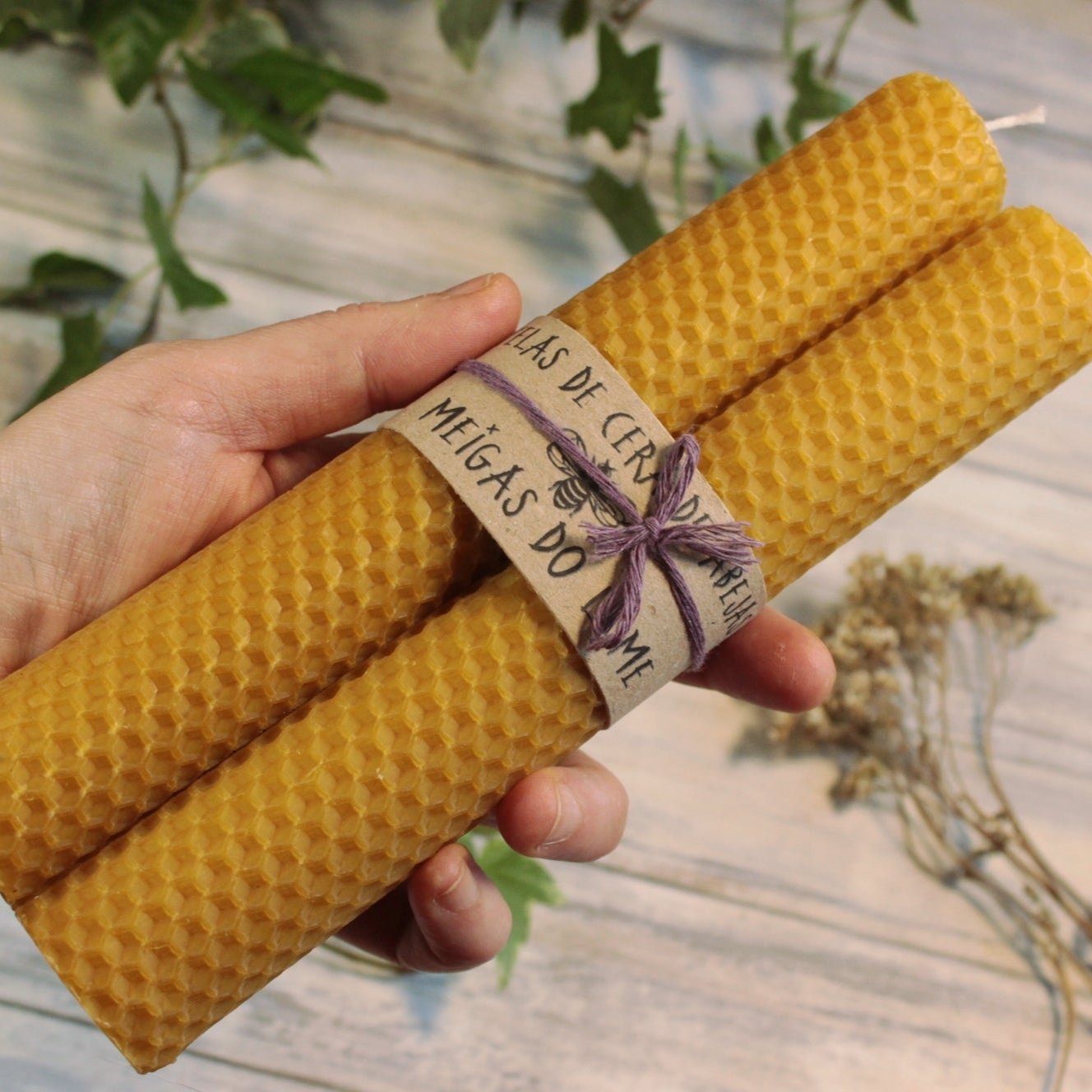 Velas de Miel Largas. 20cm Cera de Abejas Natural