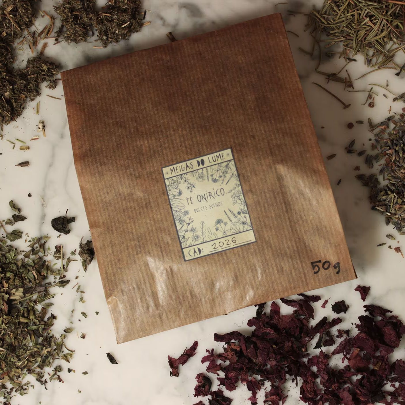 Té Onírico. Infusión de 5 plantas/flores 25 / 50 g