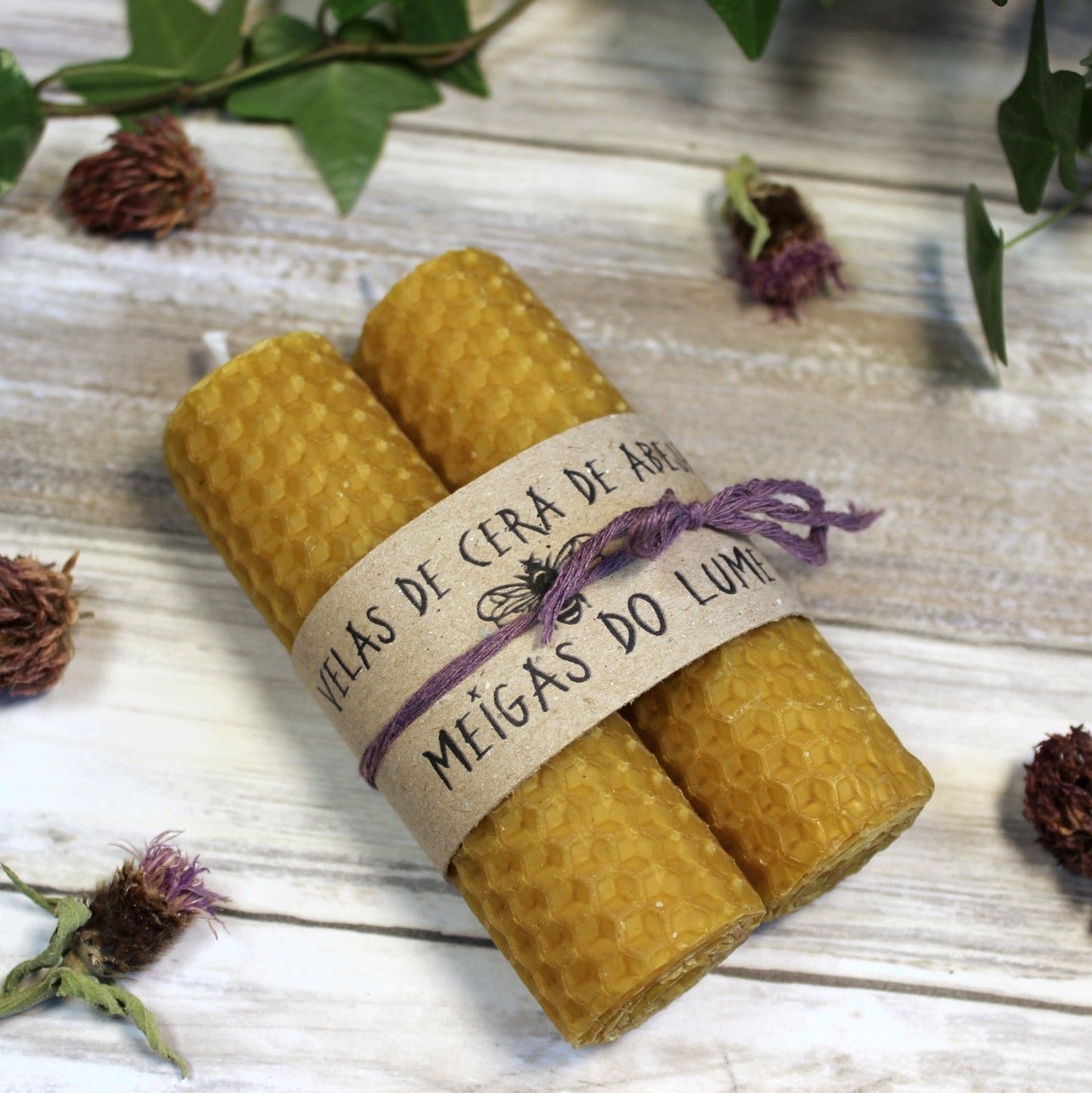 Velas de Miel. 10 cm Cera de Abejas Natural