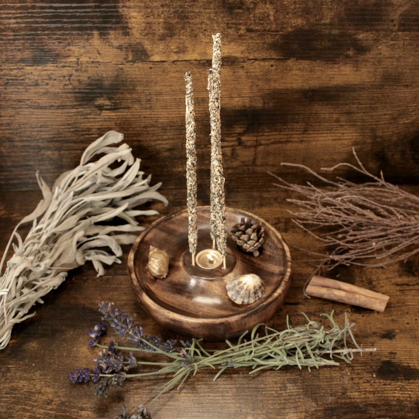 Kit de Portainciensos de Madera con 10 Inciensos Artesanales en Varilla