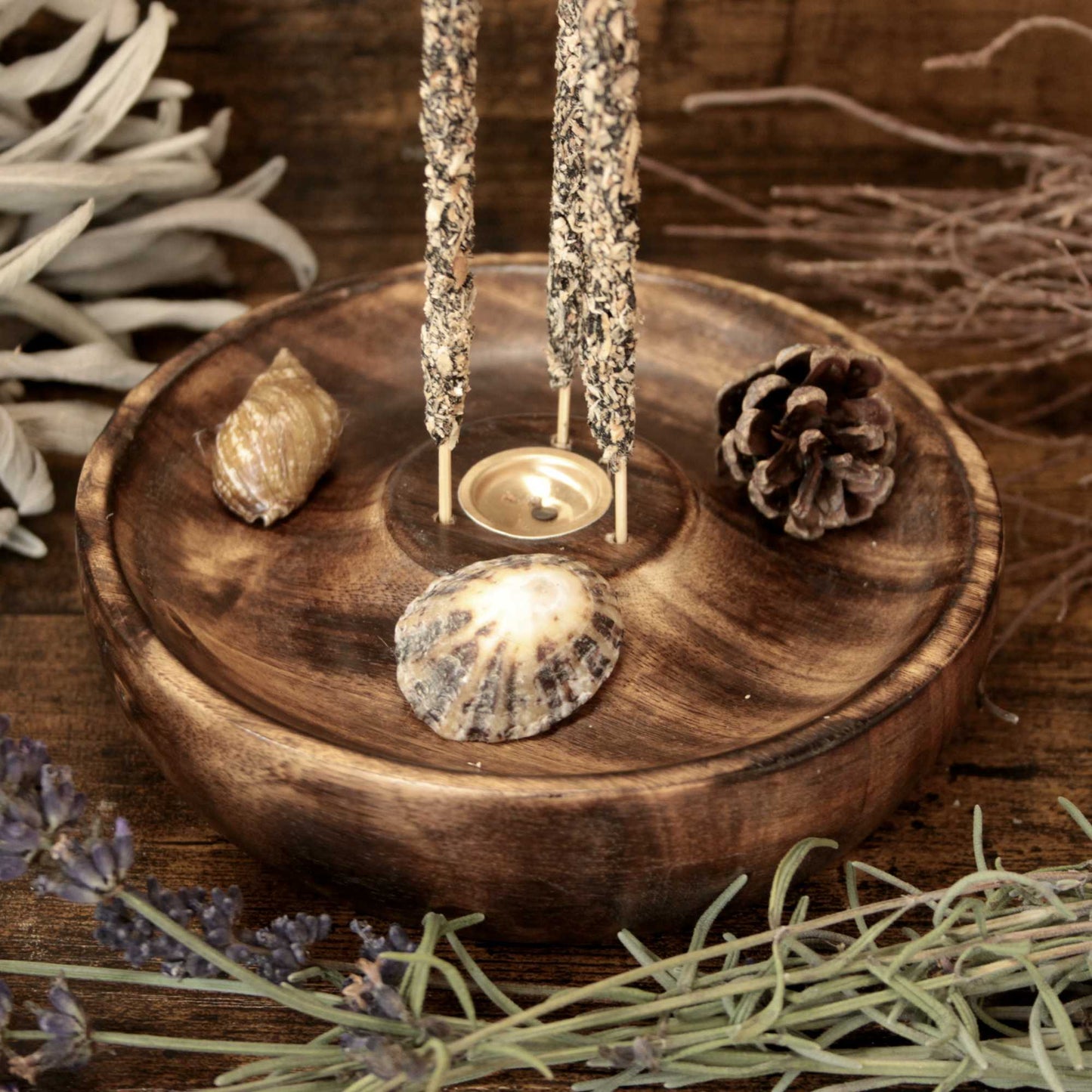 Kit de Portainciensos de Madera con 10 Inciensos Artesanales en Varilla