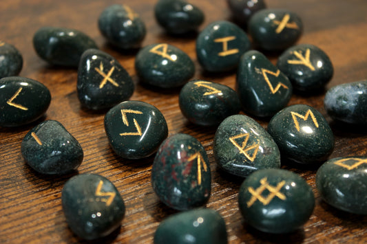 Bloodroot Viking Futhark Runes – Complete Kit with Booklet on History, How to Use the Runes, Divinatory Spreads, Meditation