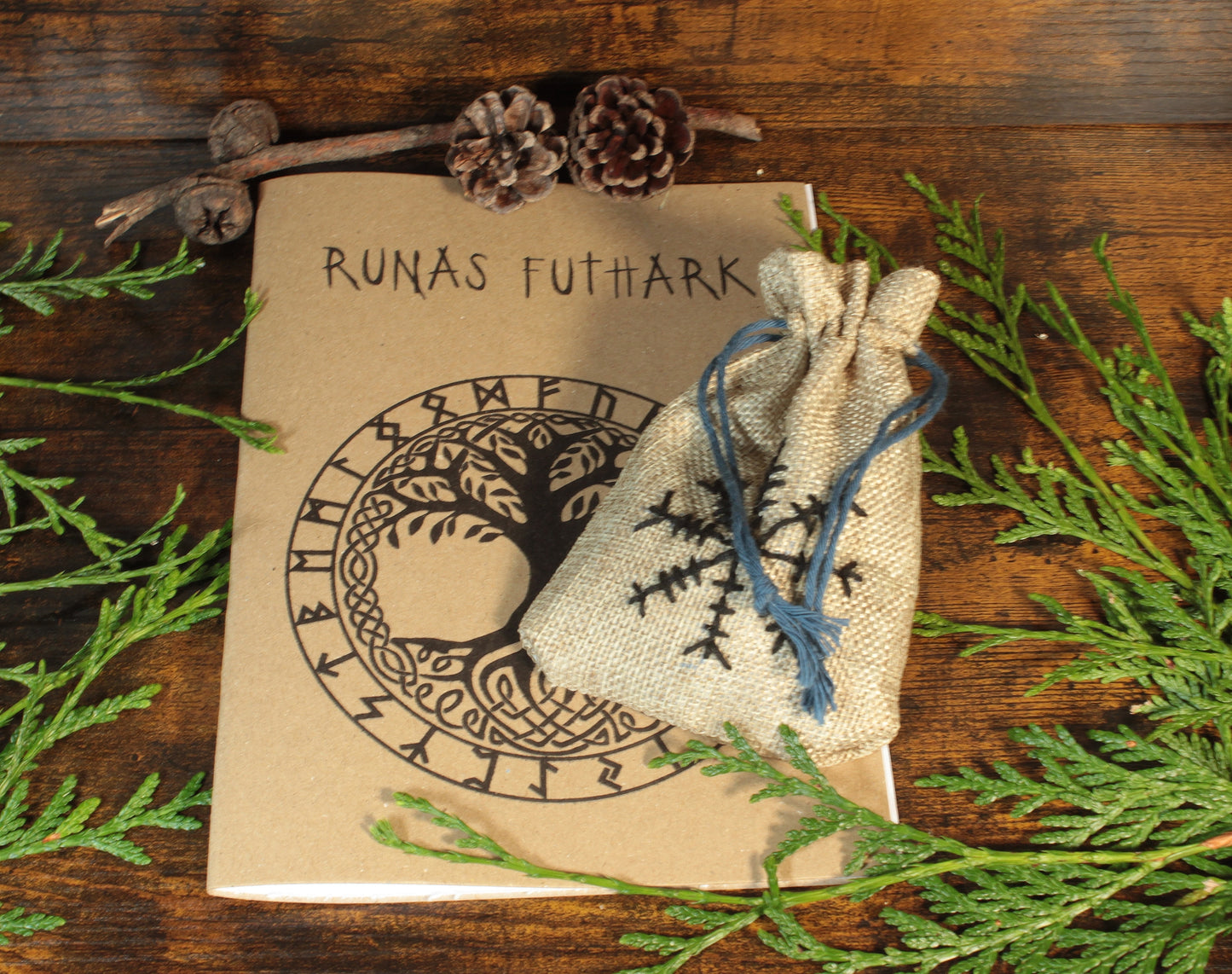 Bloodroot Viking Futhark Runes – Complete Kit with Booklet on History, How to Use the Runes, Divinatory Spreads, Meditation