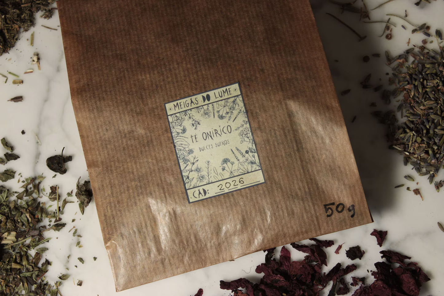 Té Onírico herbal. Infusión de 5 plantas/flores 25 / 50 g