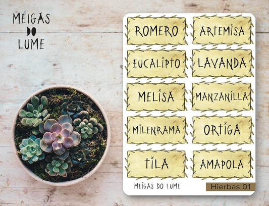 Herb labels with plant names 01